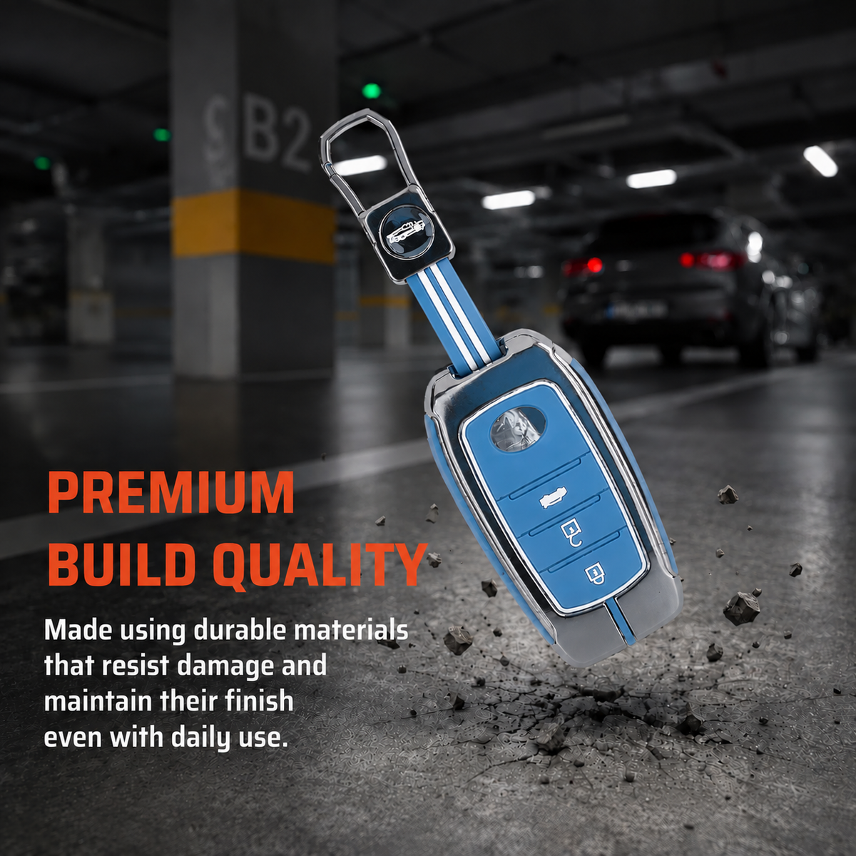 Metal Key Cover Compatible For Toyota: Innova Crysta, HyCross, Hilux, Fortuner, Legender, Land Cruiser, Camry (3 button smart key)