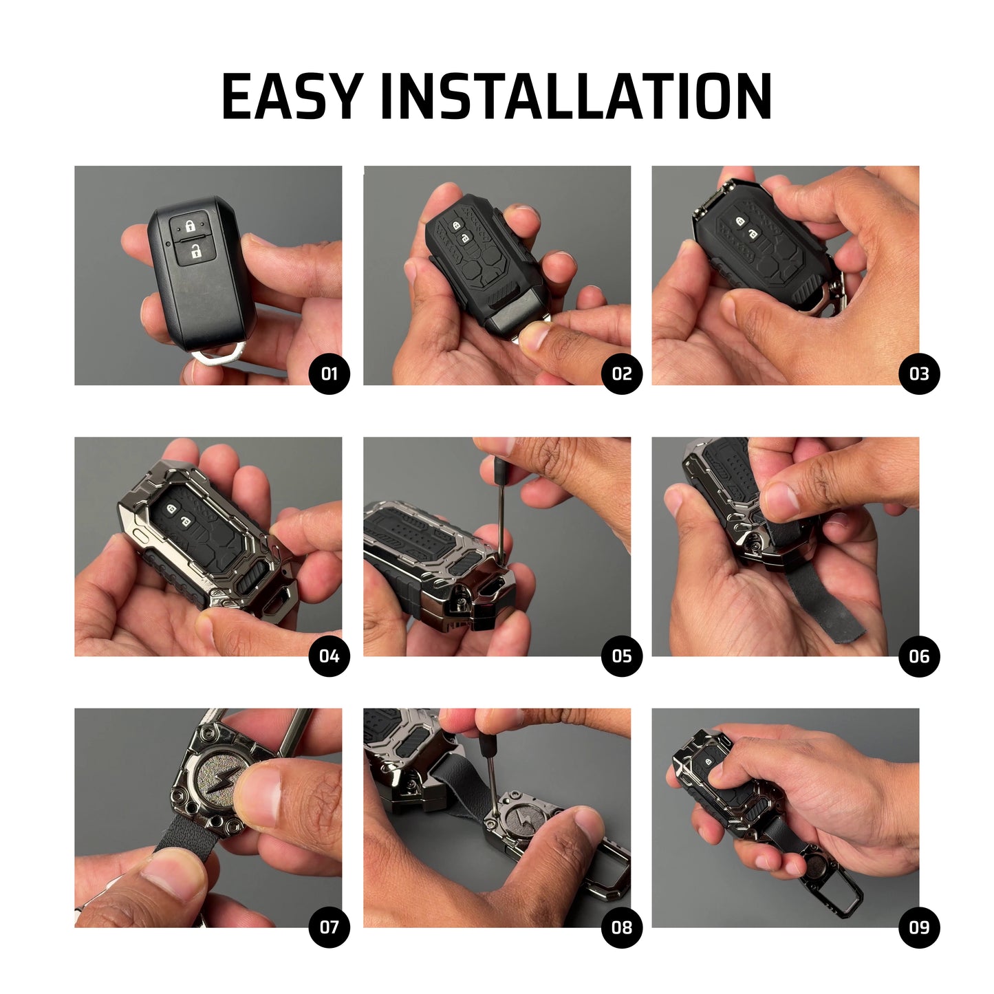 Transformer Metal Key Cover Compatible For Kia Carens Clavis, Seltos, Sonet 2023 facelift (4 Button Smart Key)