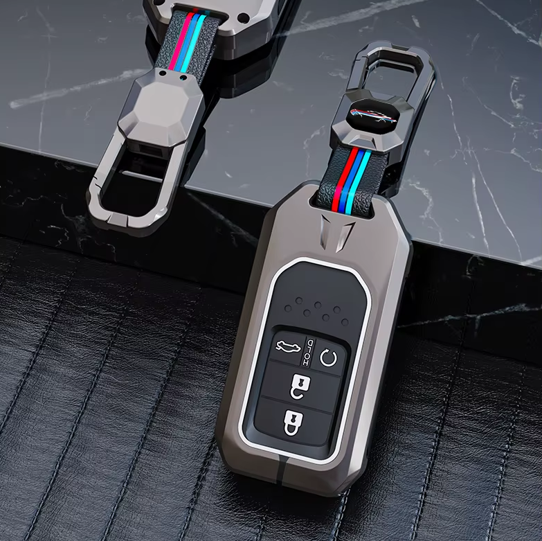 Metal Silicone Car Key Cover Compatible For Honda : City, Civic, Jazz, Brio, Amaze, Cr-v, Wr-v, Br-v, Mobilio (4B Smart Key)