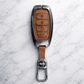 Metal Leather Brown Key Cover For Hyundai: i20, Verna 2023 onwards (4 button smart key)