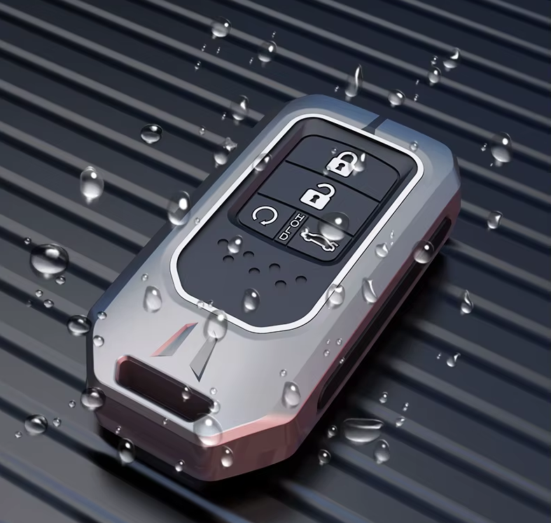 Metal Silicone Car Key Cover Compatible For Honda : City, Civic, Jazz, Brio, Amaze, Cr-v, Wr-v, Br-v, Mobilio (4B Smart Key)
