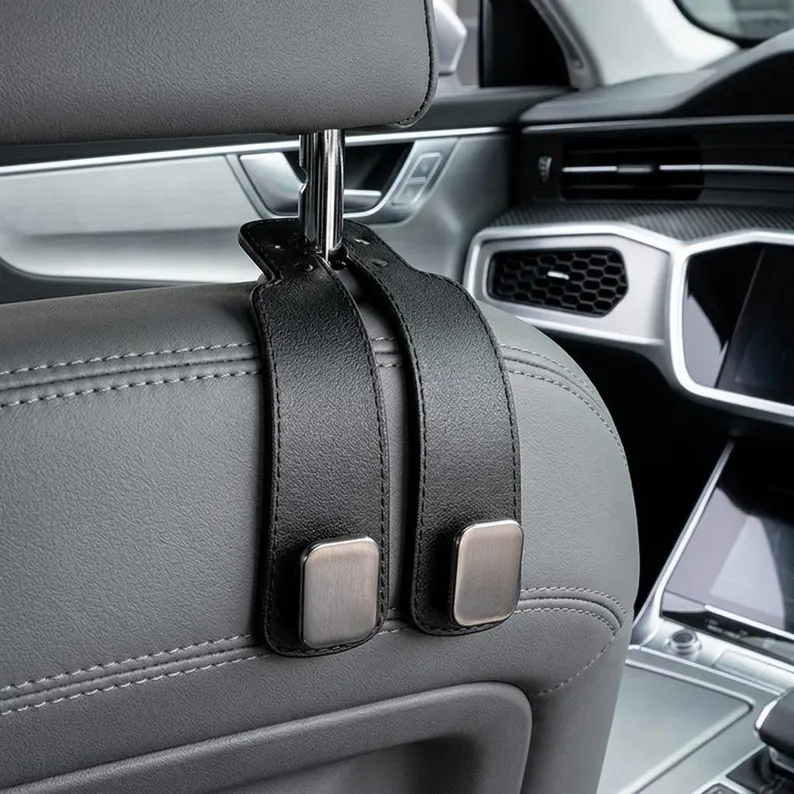 [ Pack of 2 ] Keystera 360° Rotatable Car Headrest Hooks with Phone Holder, Multi-Purpose Back Seat Organizer Hanger for Handbag, Shopping Bag, Backpack, Easy Install Car Seat Storage Hook