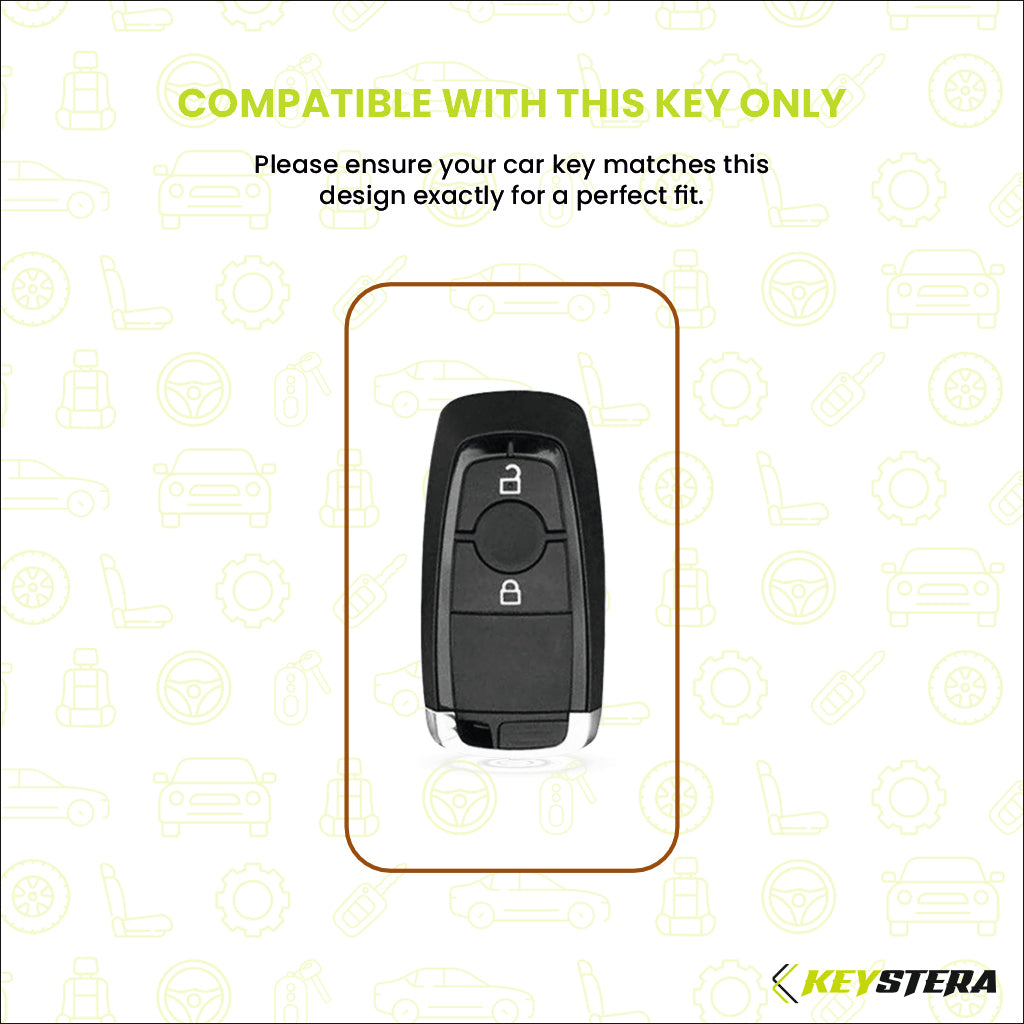 Metal Silicone Key Cover Compatible for Ford Ecosport | Endeavour | Freestyle | Aspire | Figo (2 button Smart Key)