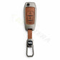 Metal Leather Brown Key Cover Compatible For Ford : Figo, Aspire, Endeavour (3 Button Flip Key)