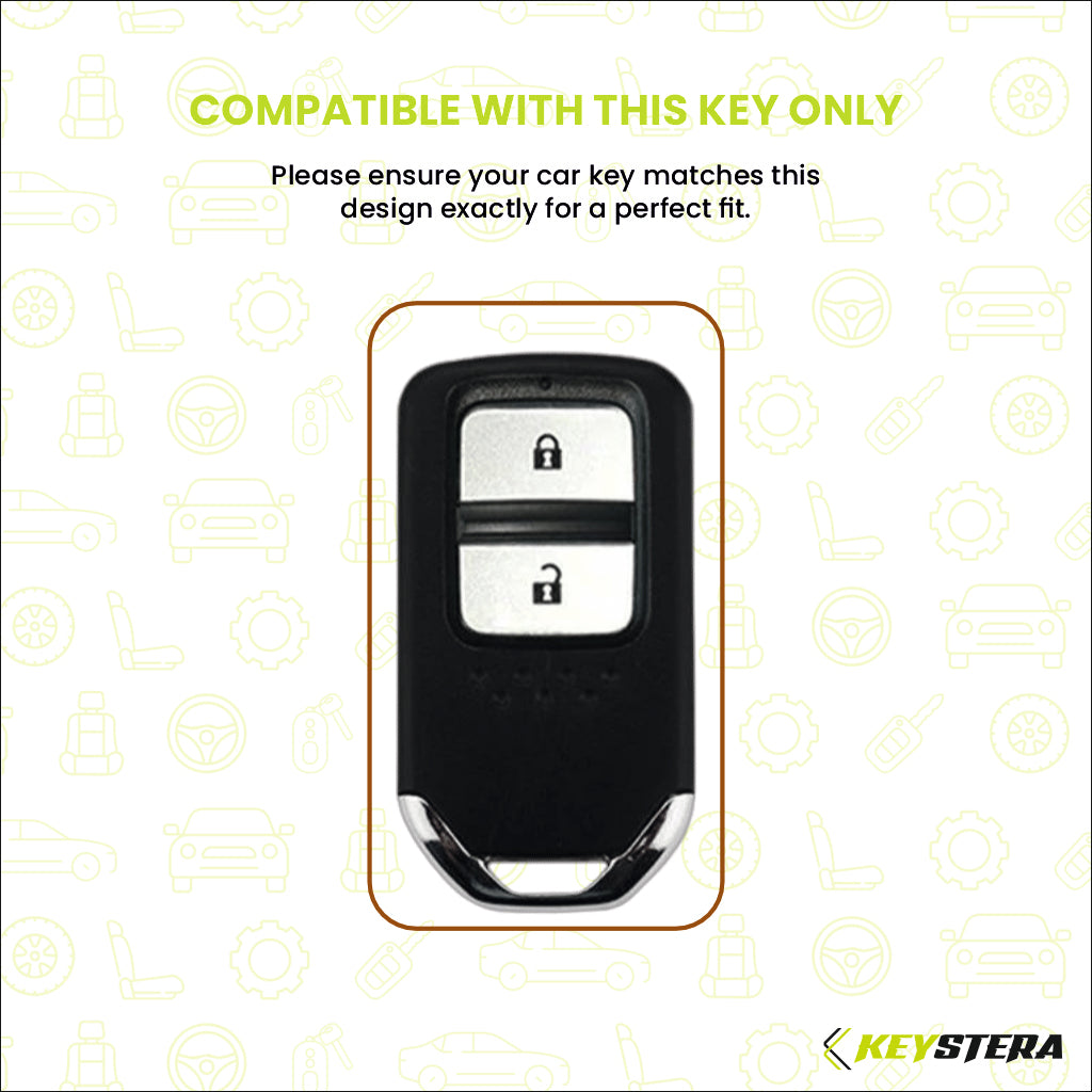 Metal Silicone Key Cover Compatible for Honda: Elevate, City, Jazz, Amaze, Accord, BR-V, CR-V, WR-V, Civic (2 button smart key)