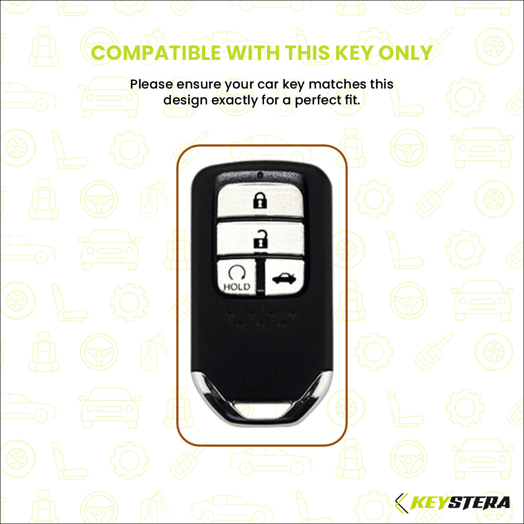 Metal Silicone Car Key Cover Compatible For Honda : City, Civic, Jazz, Brio, Amaze, Cr-v, Wr-v, Br-v, Mobilio (4B Smart Key)
