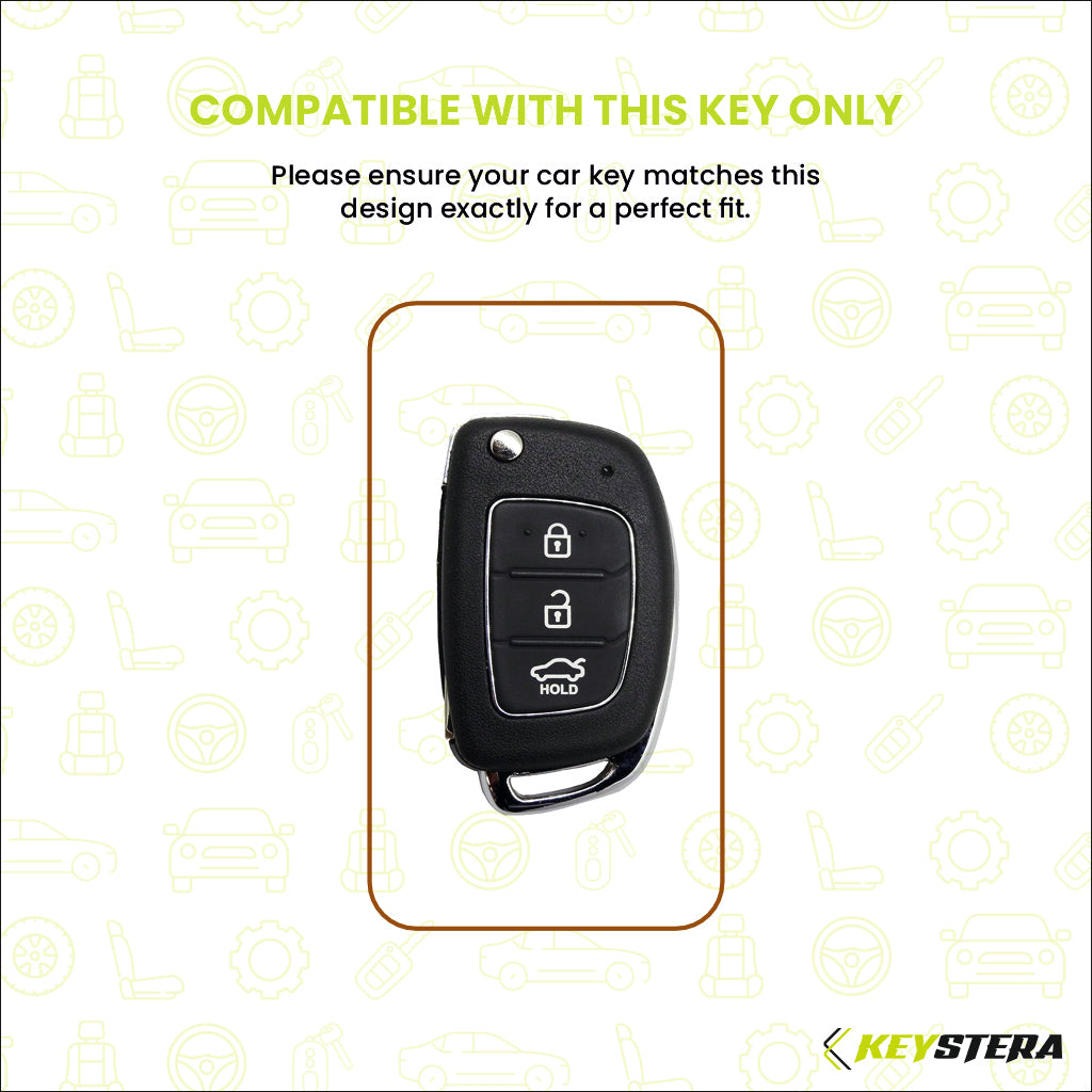 Metal Silicone Key Cover Compatible For Hyundai : Creta, Venue, Tucson, Alcazar, I20, Grand i10, Aura, Xcent, Exter