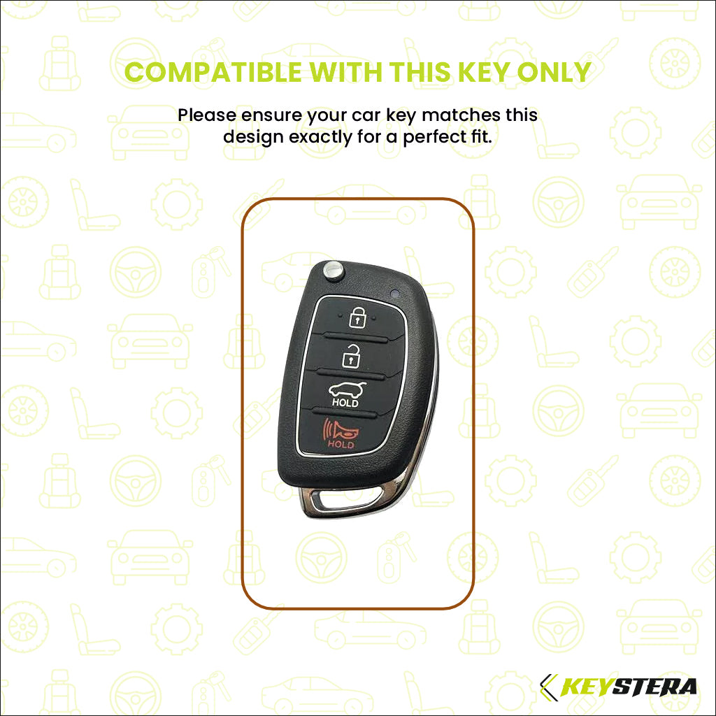 Metal Silicone Key Cover Compatible For Hyundai: Santa Fe (4 Button Flip Key)