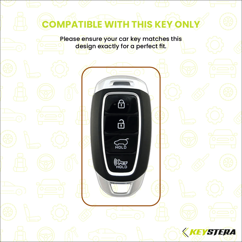 Metal Silicone Key Cover Compatible for New Hyundai New Verna | Verna 2020 Smart Key (4 Button Smart key)