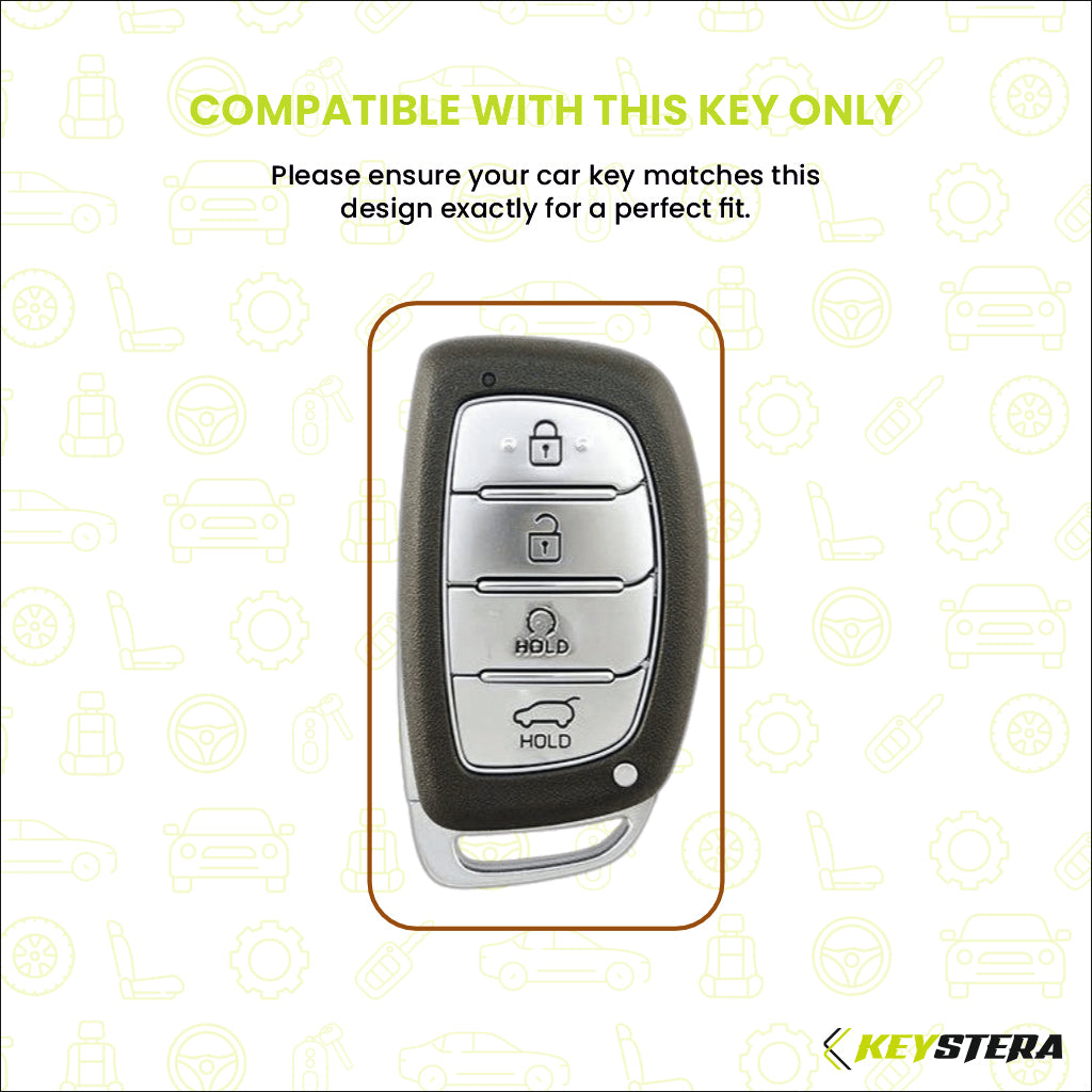 Metal Car Key Cover Compatible For Hyundai: Alcazar, Creta 2021 onwards (4 button smart key)