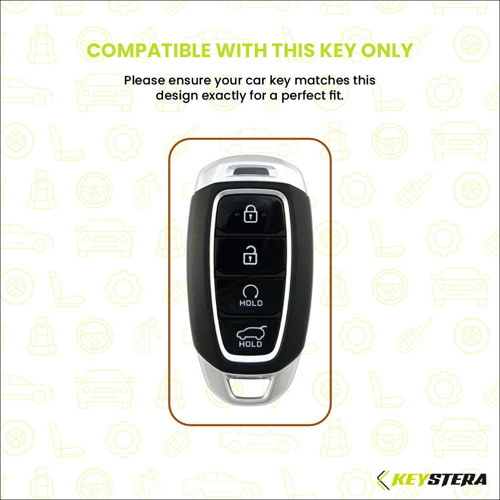 Metal Leather Brown Key Cover Compatible For Hyundai: i20, Verna 2023 onwards (4 button smart key)