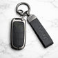 Metal Leather Black Car key cover Compatible for Jeep Compass, Jeep Compass Trailhawk smart key