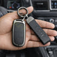 Metal Leather Black Car key cover Compatible for Jeep Compass, Jeep Compass Trailhawk smart key