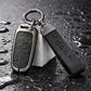 Metal Leather Black Car key cover Compatible for Jeep Compass, Jeep Compass Trailhawk smart key