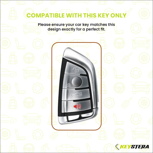 Metal Leather Brown Car Key Cover Compatible For BMW X1, X3, X6, X5, 5 Series, 6 Series, 7 Series