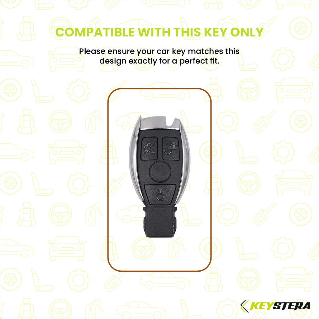Metal Leather key cover Compatible for Mercedes Benz : GL Series | S - Class | C - Class | M - Class | 3 Button Smart Key