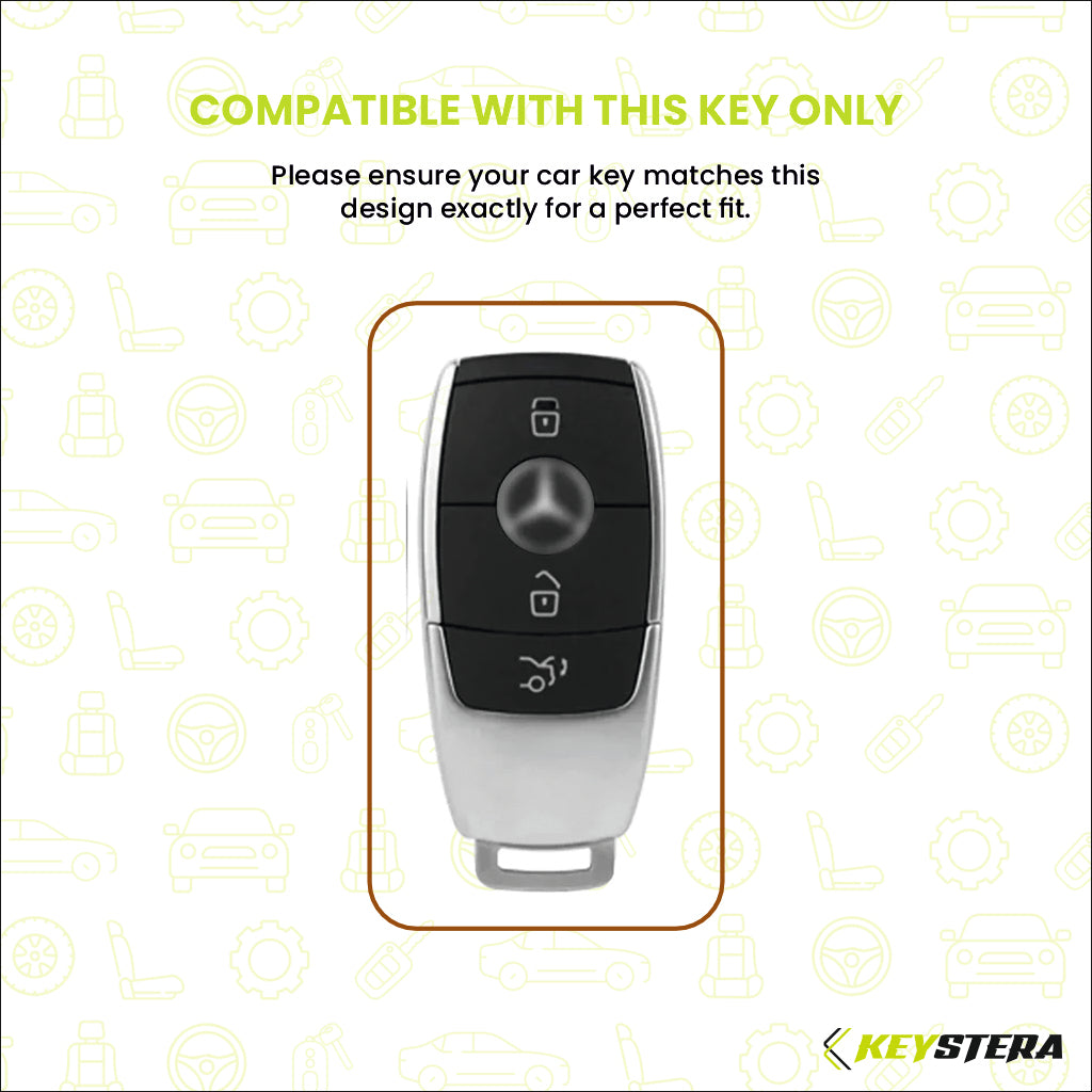 Metal Leather Brown Key Cover Compatible For Mercedes-Benz : E-Class, S-Class, A-Class, C-Class, G-Class 2020 Onwards
