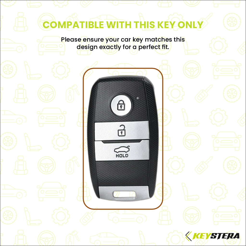 Metal Leather Brown Car Key Cover Compatible For Kia Seltos, Kia Sonet,Kia Carens,Kia Carnival (3 Button Smart Key)