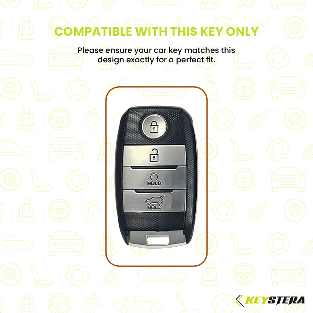 Metal Silicone Key Cover Compatible for kia : Seltos, Sonet, Carens, Seltos x line, Carnival (4 button smart key)