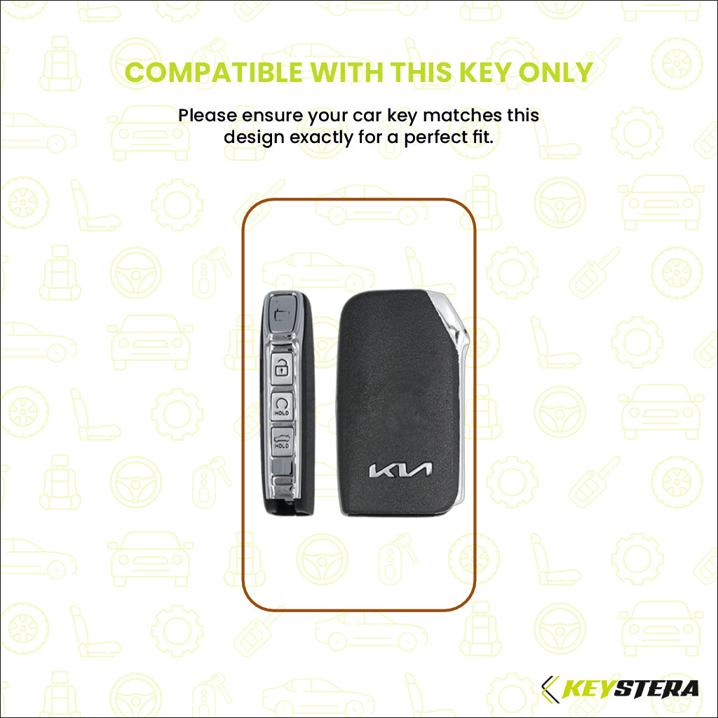 Metal Silicone Key Cover Compatible for Kia Carens Clavis, Seltos, Sonet 2023 facelift (4 Button Smart Key)