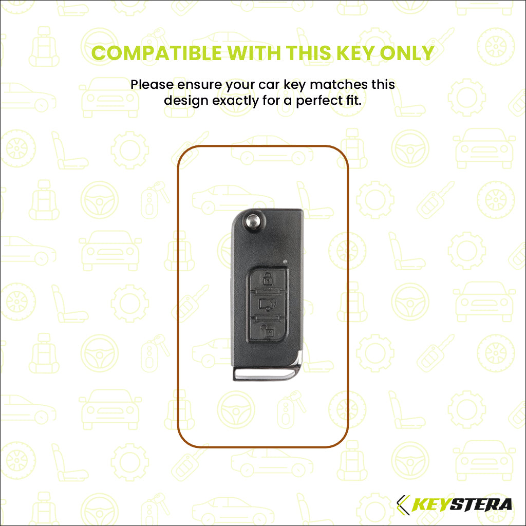 Metal Silicone Key Cover Compatible for Mahindra : XUV500 (3 Button Flip Key)