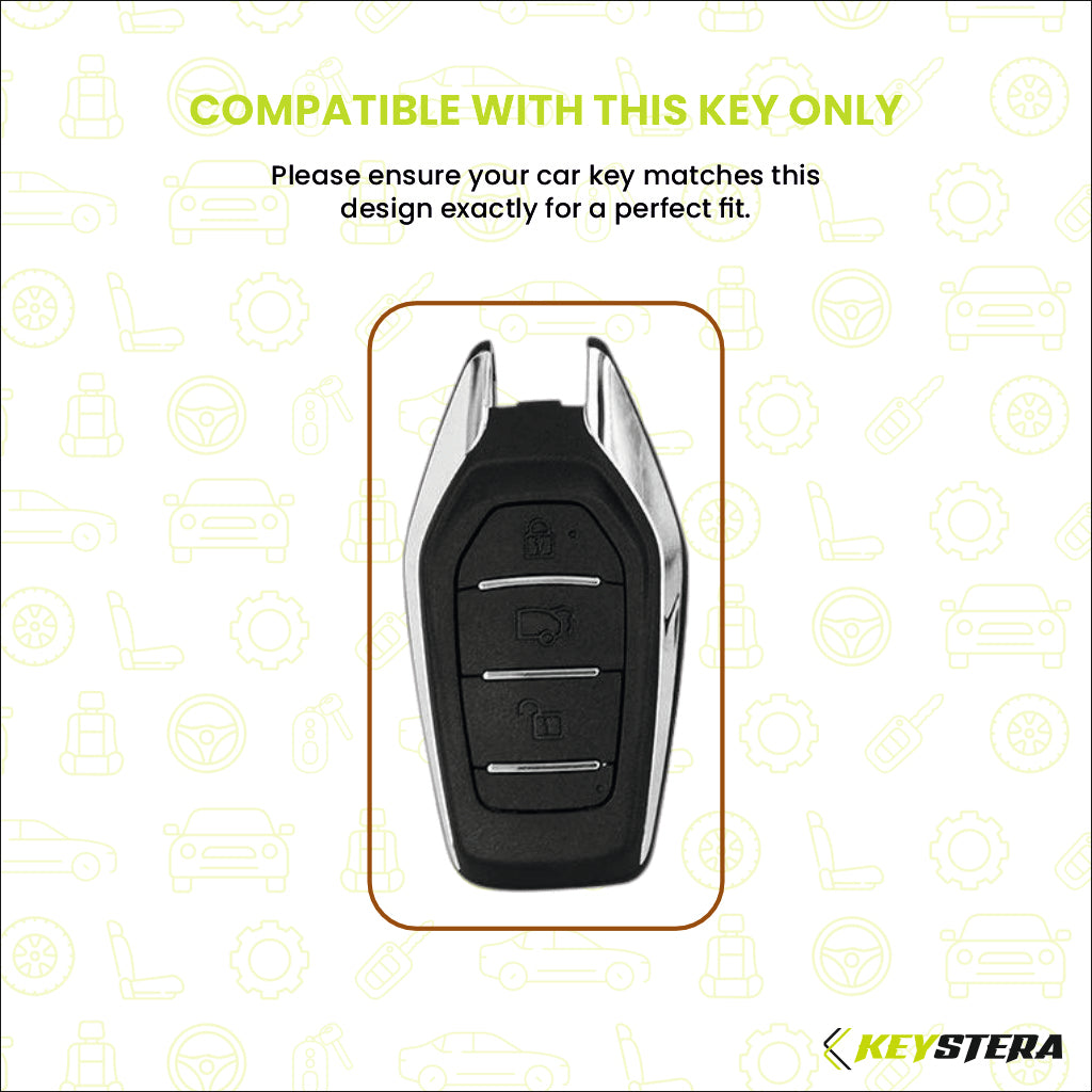 Metal Silicone Key Cover With Key Chain Compatible with Mahindra: XUV500 (3 button smart key)