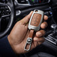 Metal Leather Brown Car Key Cover Compatible For Mahindra Alturas G4, XUV 300. ( 3 Button Flip Key)
