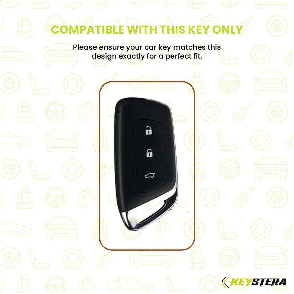 Metal Silicone Key Cover Compatible for MG Hector | MG Windsor | MG Astor | MG Gloster 3 Button smart key)