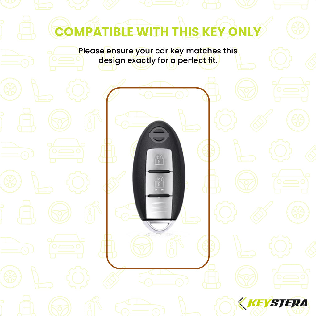 Metal Silicone Key Cover Compatible for Nissan Sunny | Terrano | Magnite (2 button smart key)