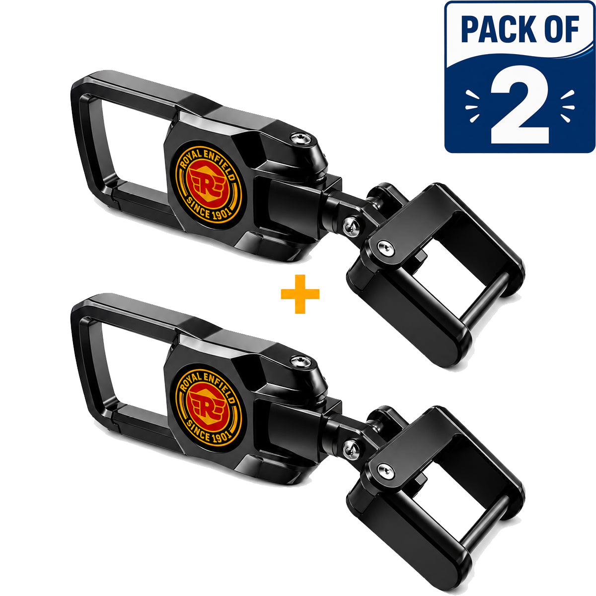 Pack of 2 Premium Stainless Steel Bike Keychain Compatible with Royal Enfield Classic 350, Bullet, Hunter & Himalayan Key Ring