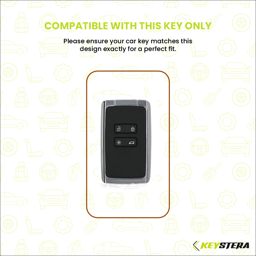 Metal Silicone Key Cover Compatible For Renault Triber | Kiger | New Kwid Smart Key