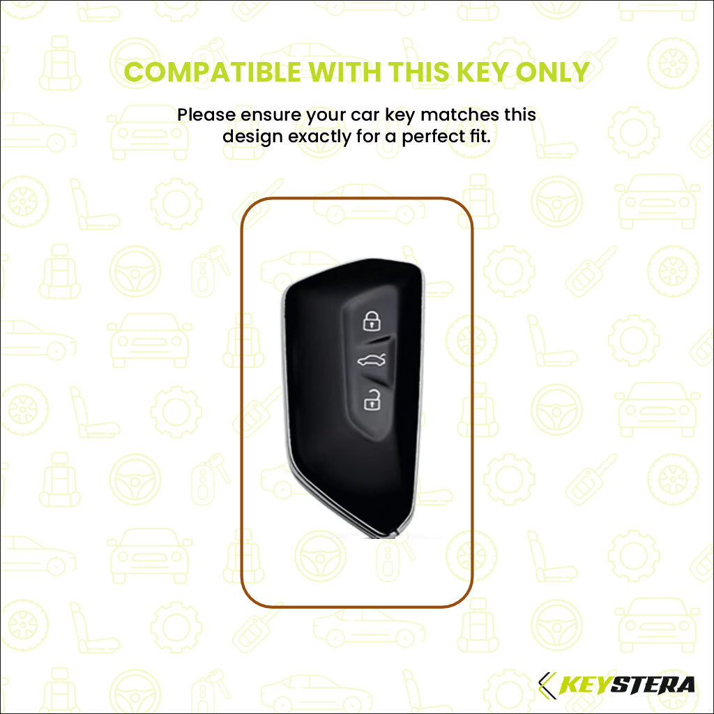 Metal Silicone Car Key Cover Compatible For Skoda Octavia | Volkswagen Virtus 3 Button Smart Key