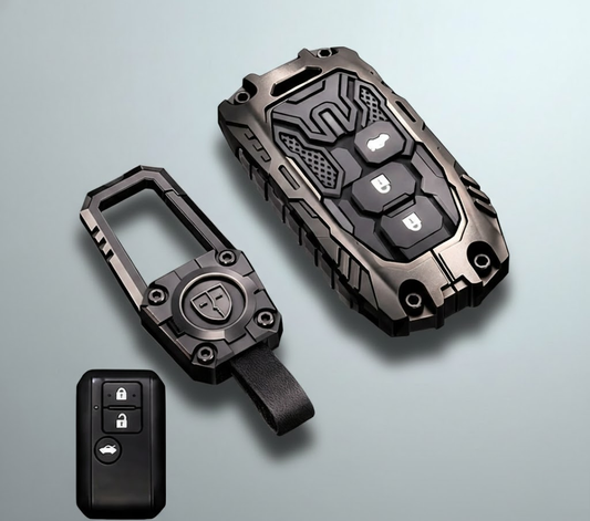 Luxury Waterproof Transformer Metal Car Key Cover For Suzuki : Baleno, Swift, Ertiga, XL6, DZire, Fronx, Scross, Celerio, Ciaz, Brezza, Grand Vitara, Jimny, Ignis (3 Button Smart key)