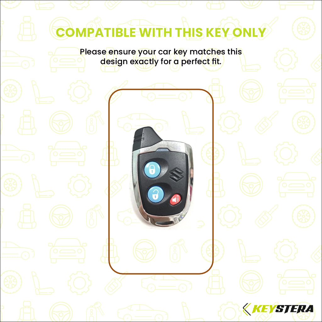 Metal Sapphire Key Cover With Key Chain Compatible with Suzuki Nippon 3-Button Smart Key