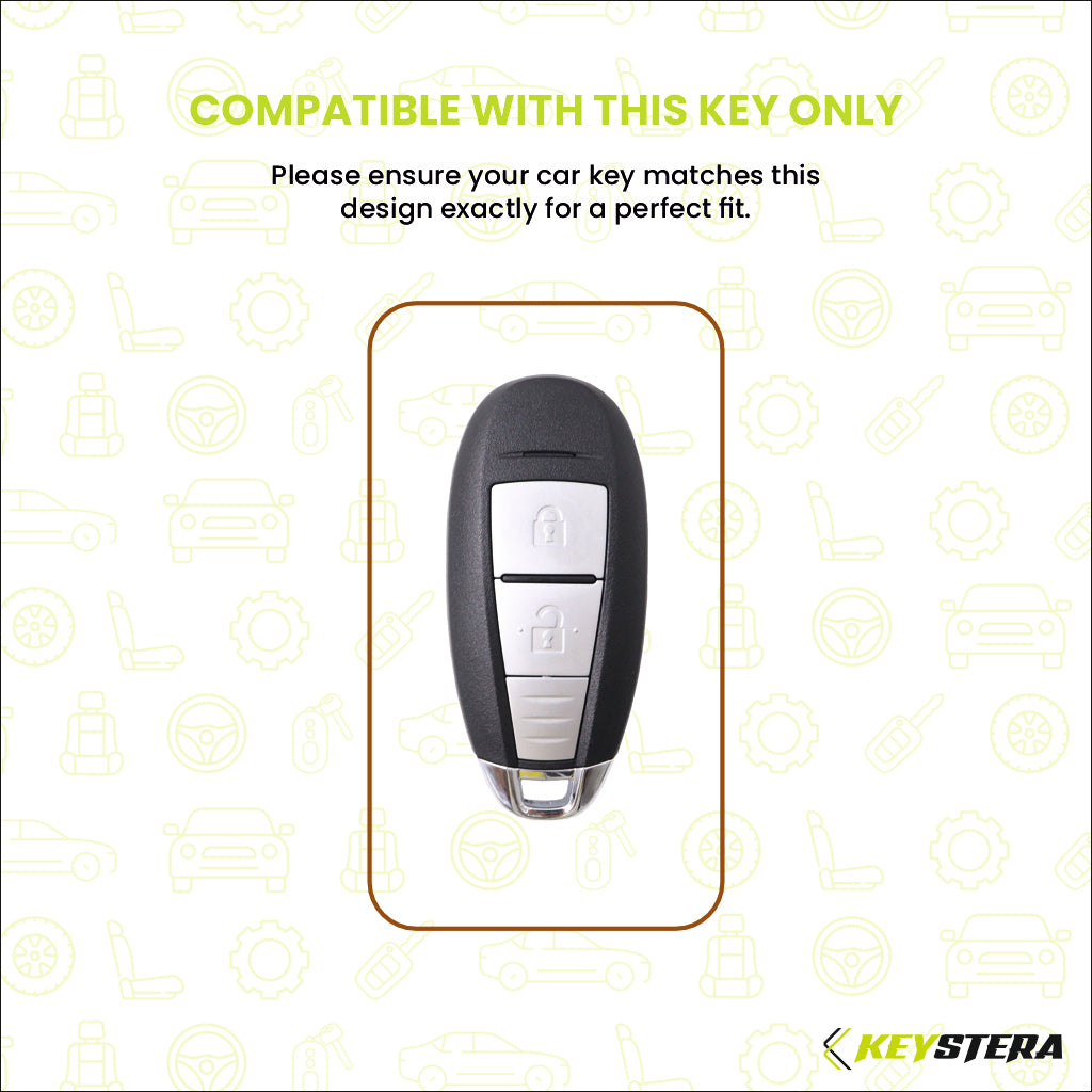 Metal Silicone Car Key Cover Compatible For Suzuki: Baleno, Ciaz, Ignis, S-Cross, Grand Vitara, Brezza & Toyota Urban Cruiser (3 Button smart key)