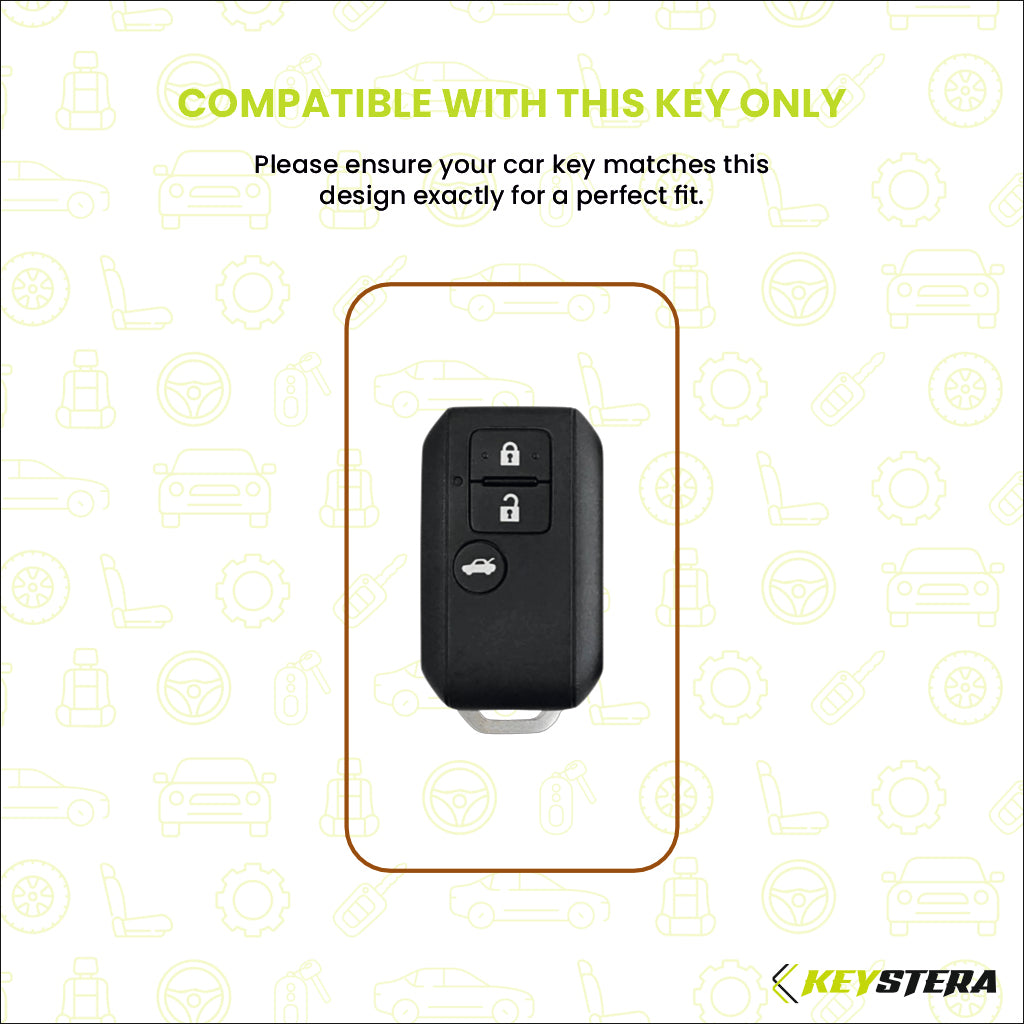 Metal Leather Brown Key Cover Compatible For Suzuki : Baleno, Swift, Ertiga, XL6, DZire, Fronx, Scross, Celerio, Ciaz, Brezza, Grand Vitara, Jimny, Ignis