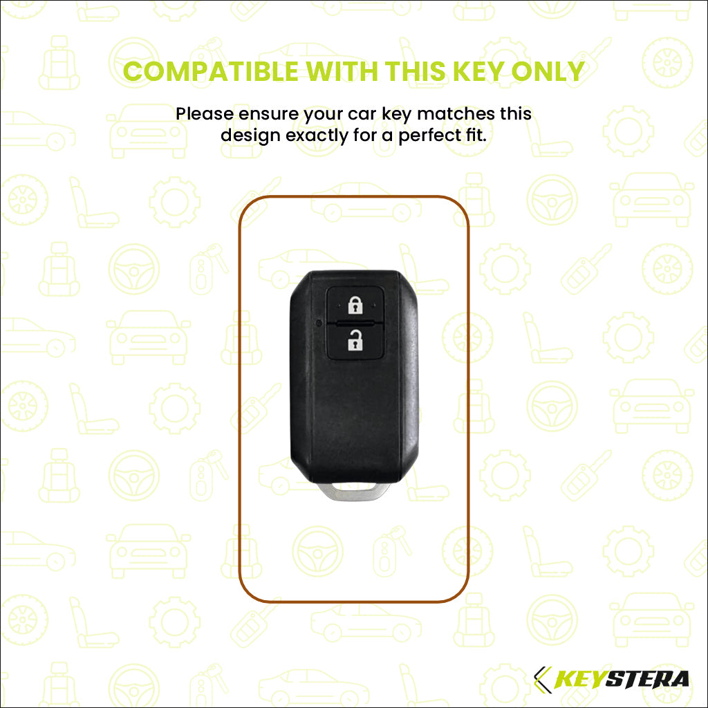 Metal Leather Key Cover Compatible For Suzuki : Swift, Dzire, Baleno, Ertiga, Vitara, Brezza, Fronx, Jimny XL6, & Toyota: Glanza, Urban Cruiser Hyryder