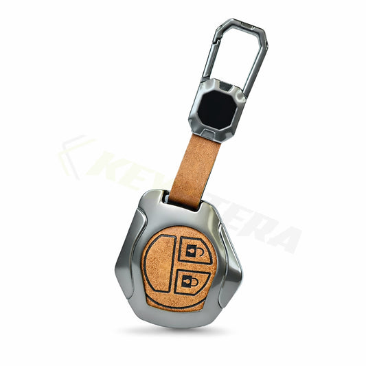 Metal Leather Car Key Cover Compatible For Suzuki: Swift, Dzire, Grand Vitara, Fronx, Jimny, XL6, Ignis, Ertiga, Baleno, Vitara Brezza, Celerio, Ciaz,