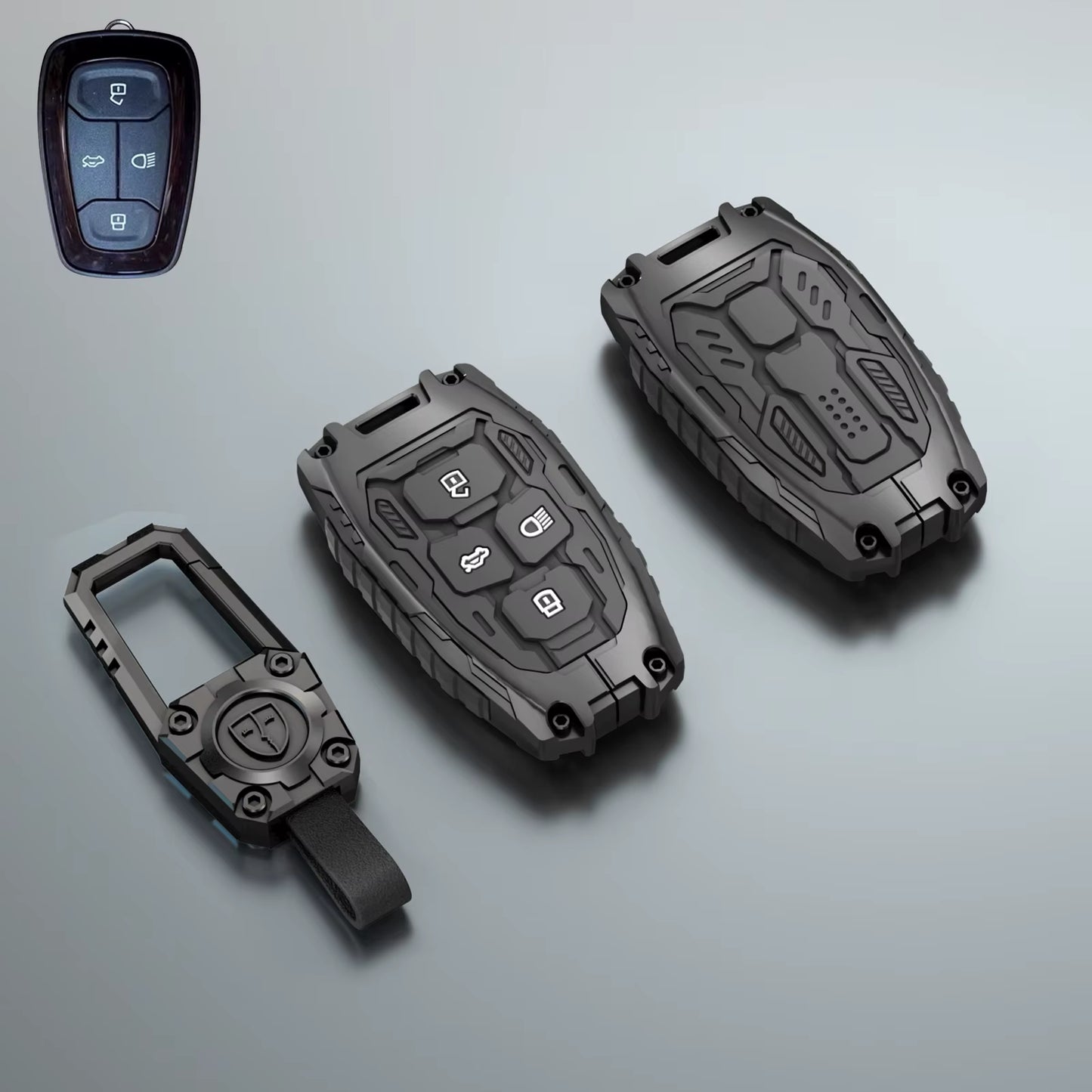 Luxury Waterproof Transformer Metal Car Key Cover For Tata: Nexon, Harrier,Tiago, Tigor BS6, Tigor EV, Safari 2021, Altroz, Safari Gold, Gravitas, Punch (4 button smart key)