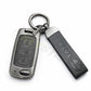 Metal Leather Black car Key Cover Compatible For Tata: Nexon, Harrier, Safari, Altroz, Punch, Tiago, Tigor, Zest, Bolt, Hexa