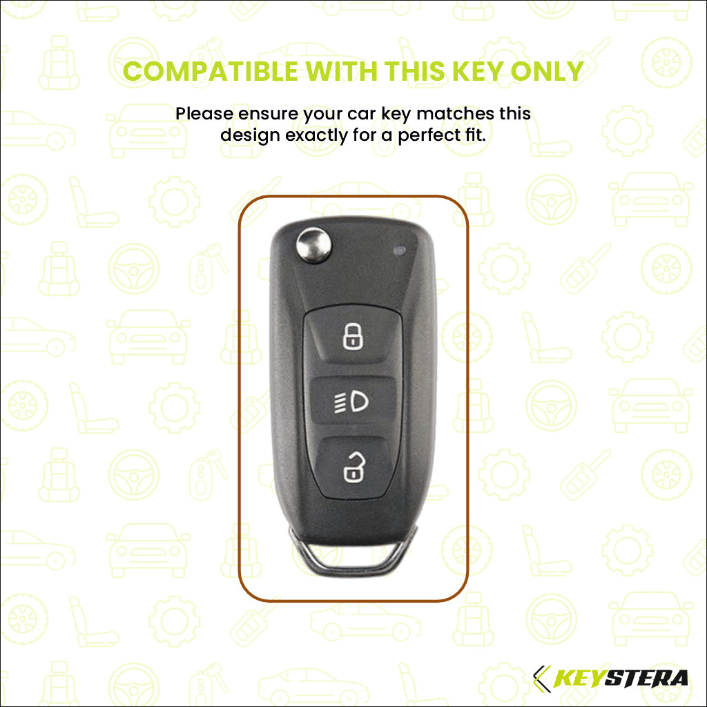 Metal Silicone Car Key Cover Compatible For Tata: Nexon, Harrier, Safari, Altroz, Punch, Tiago, Tigor, Zest, Bolt, Hexa (3 button Flip Key)