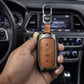 Metal Leather Brown Car Key Cover Compatible For Tata Sierra 2025, Curvv, Curvv EV (4 Button Smart Key)