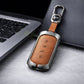 Metal Leather Brown Car Key Cover Compatible For Tata Sierra 2025, Curvv, Curvv EV (4 Button Smart Key)