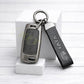 Metal Leather Black car Key Cover Compatible For Tata: Nexon, Harrier, Safari, Altroz, Punch, Tiago, Tigor, Zest, Bolt, Hexa