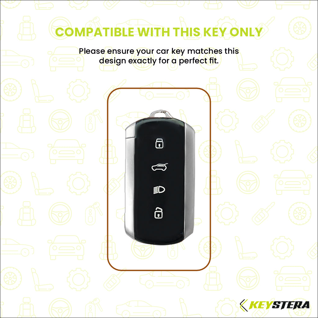 Metal Silicone Key Cover Compatible for Tata Sierra 2025, Curvv, Curvv EV (4 Button Smart Key)