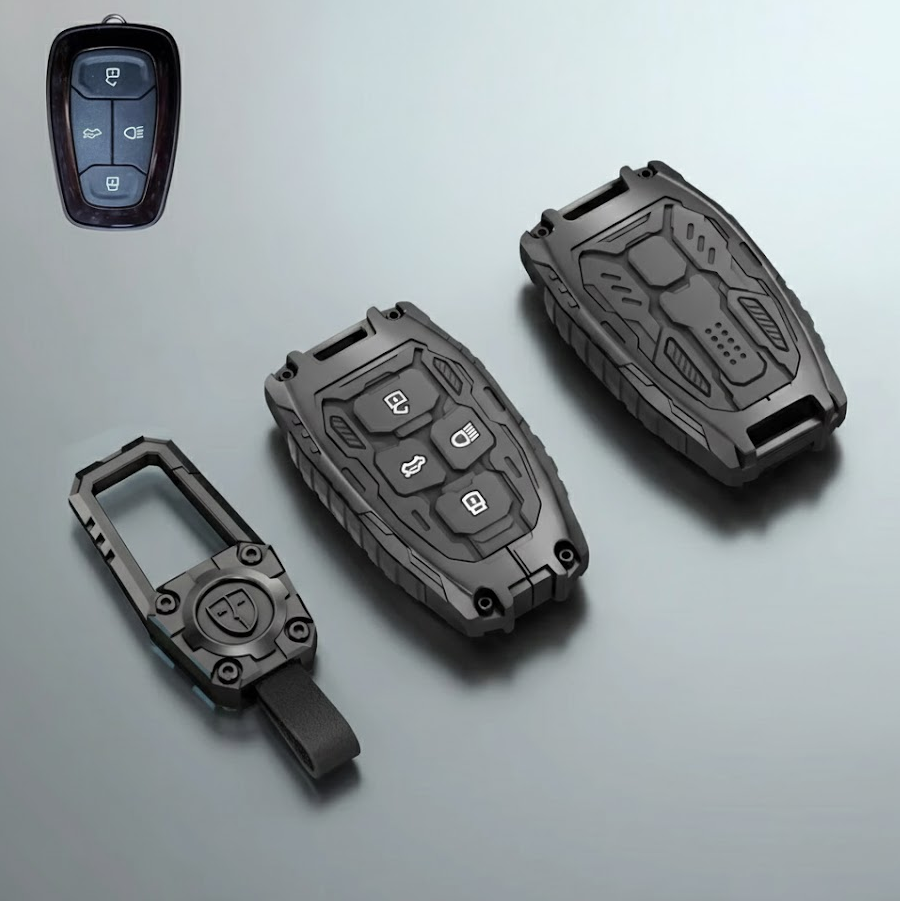 Luxury Waterproof Transformer Metal Car Key Cover For Tata: Nexon, Harrier,Tiago, Tigor BS6, Tigor EV, Safari 2021, Altroz, Safari Gold, Gravitas, Punch (4 button smart key)