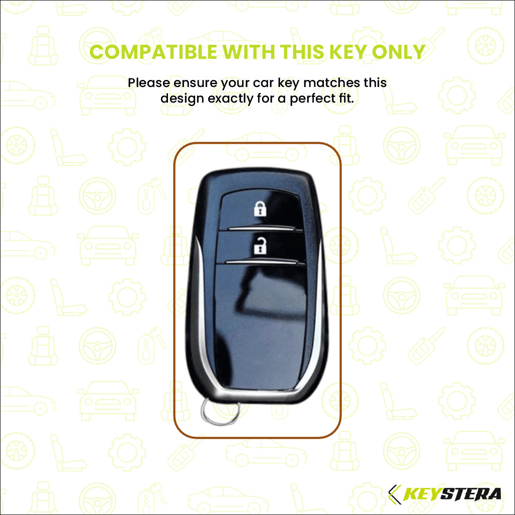 Metal Silicone Car Key Cover Compatible For Toyota: Innova Crysta, Innova HyCross, Hilux (2 button smart key)
